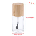 Cylindrical Glass Nail Oil Bottle Hair Brush Glue Solid Wood Bamboo Qme 15ml