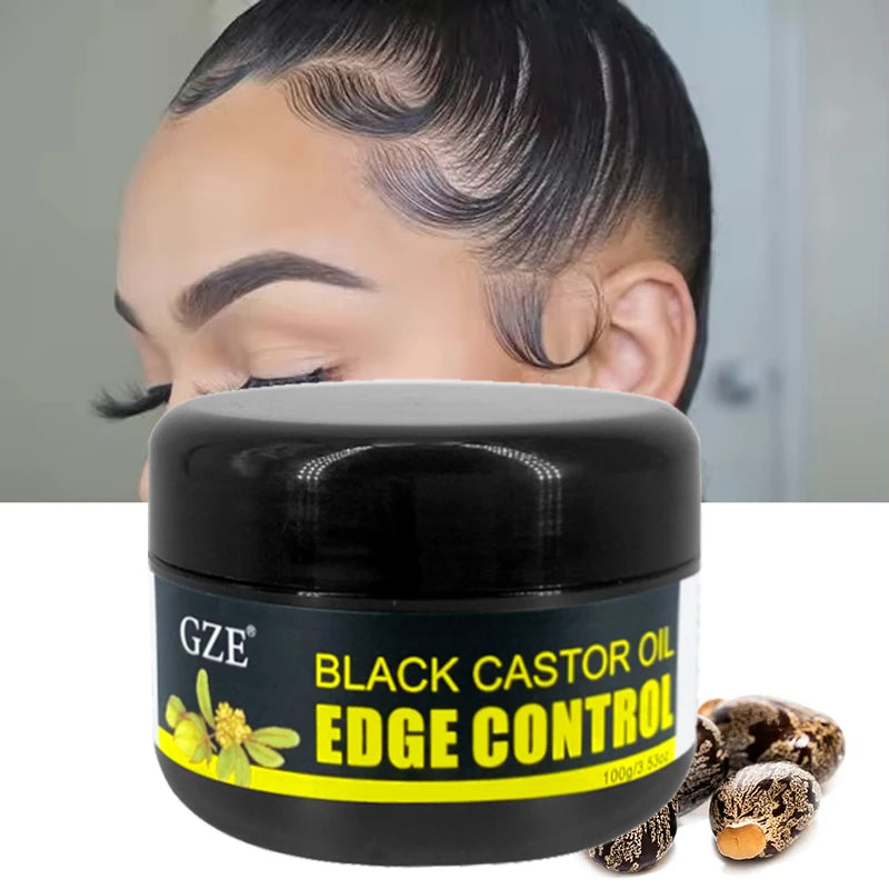 GZE African Black Castor Extra Hold Braid,Contains Black Castor Oil & Coconut Oil Edge Control, Hair Wax Gel for Women Qme
