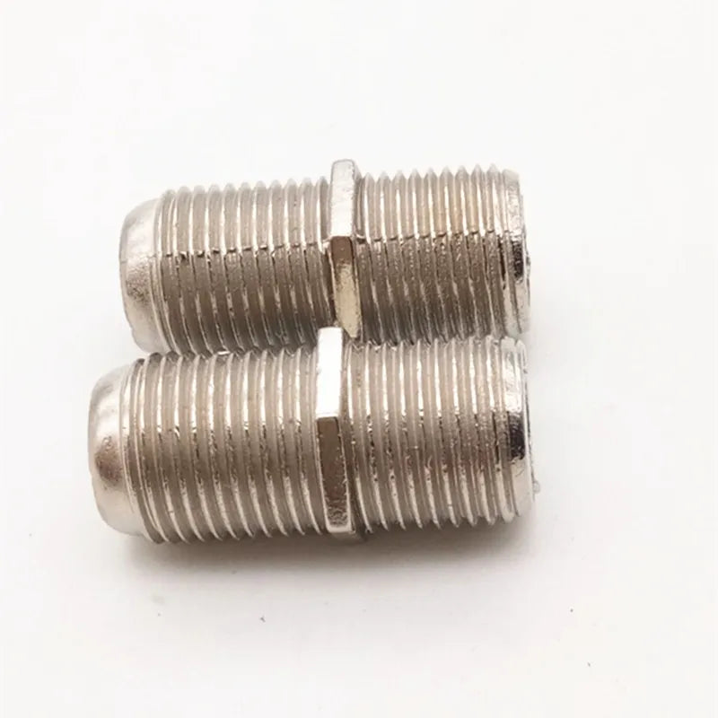 50pcs F-Type all copper Adapter Coupler Connector Female F/F Jack RG6 Coax Coaxial Cable Wrie Line SMA RF Coax Connector Plug Qme
