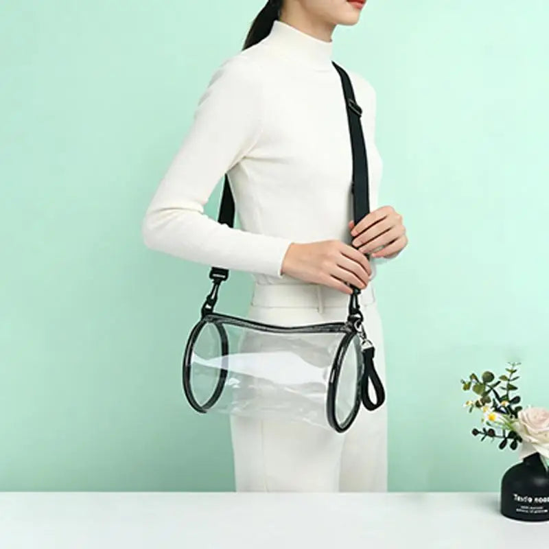 Transparent Crossbody Bag For Women Cylindrical Fashion Mini Shoulder Messenger Bag PVC Jelly Small Tote Bag Qme