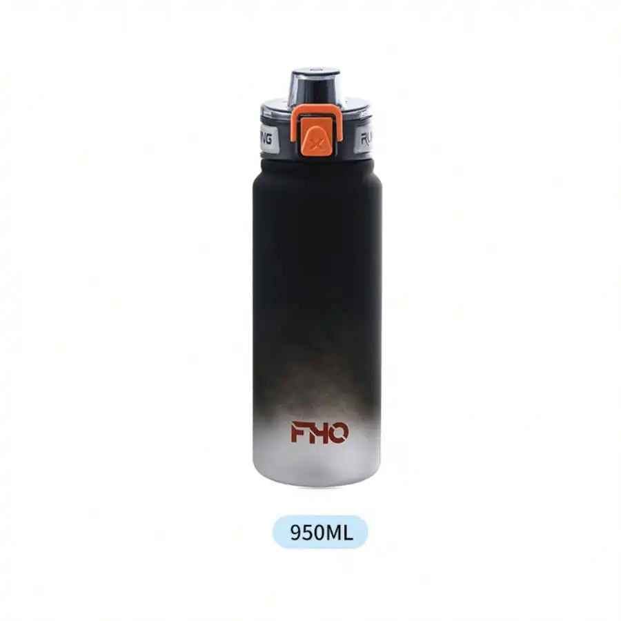 Outdoor Sports Portable Gradient Frosted Plastic Space Cup Straw Qme Black 950ml 500-1000ml
