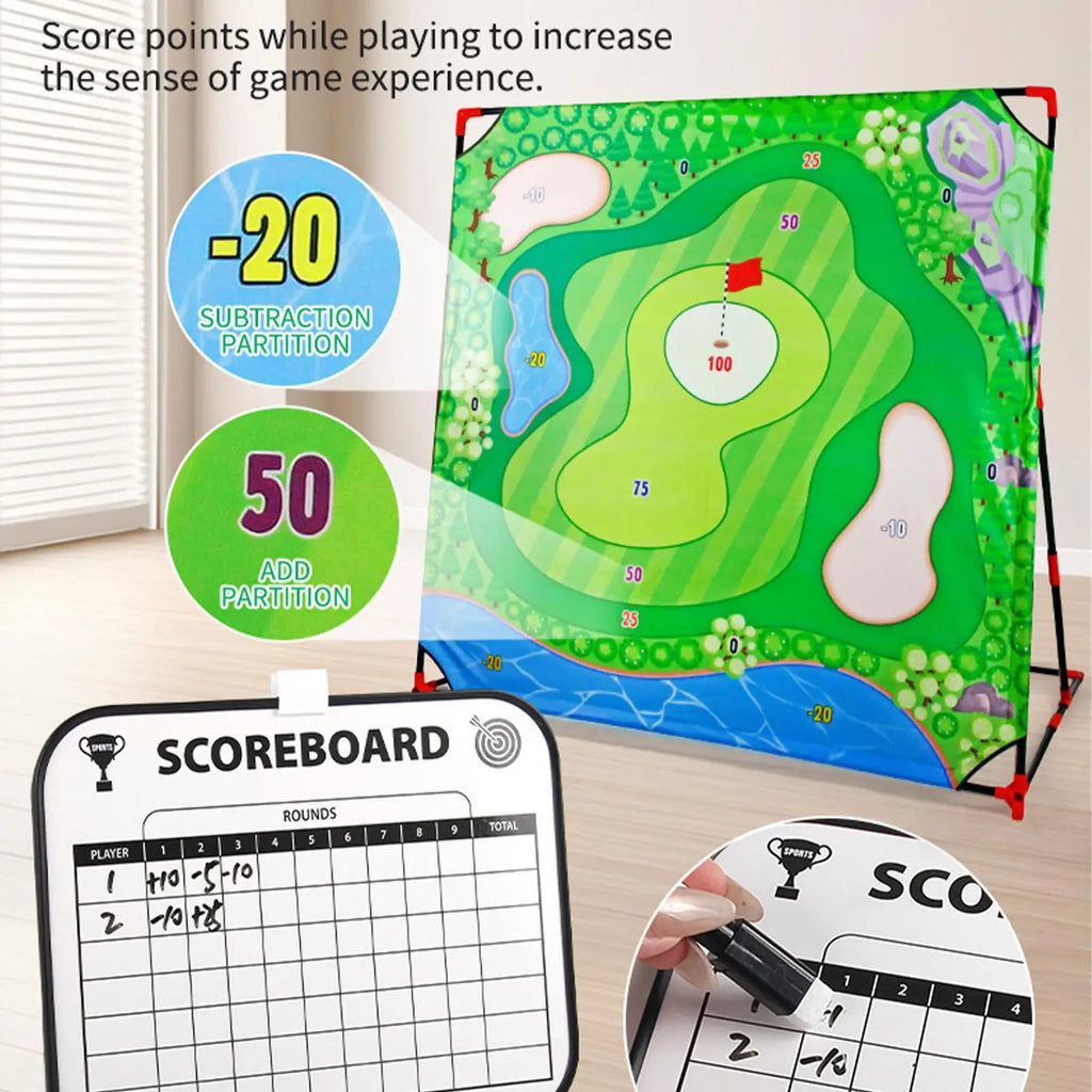 One Set Golf Battle Chipping Game Golf Hitting Mat Sports Activities Putting Practice Toy Swing Training Tool For Home Backyard Qme