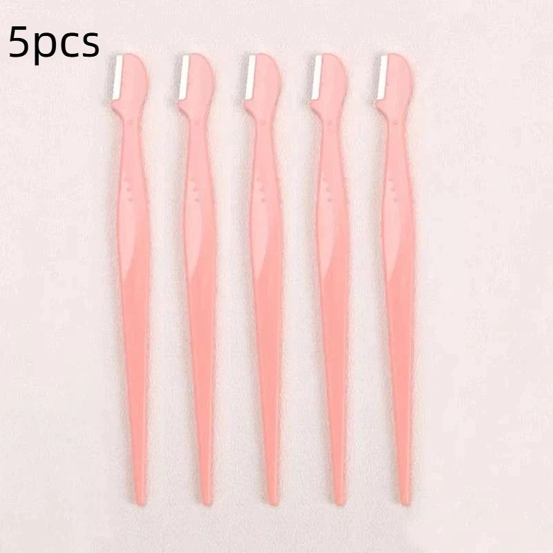 Precision Straight Handle Eyebrow Trimmers 2 3 Round Head Grooming Qme 5pcs Orange