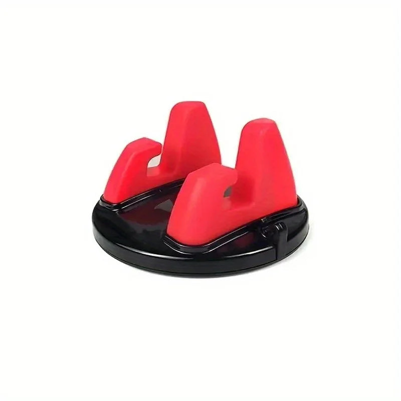 360° Rotating Universal Car Phone Mount - Anti-slip Dashboard GPS Navigator - Secure Fit for All Phones Qme Red