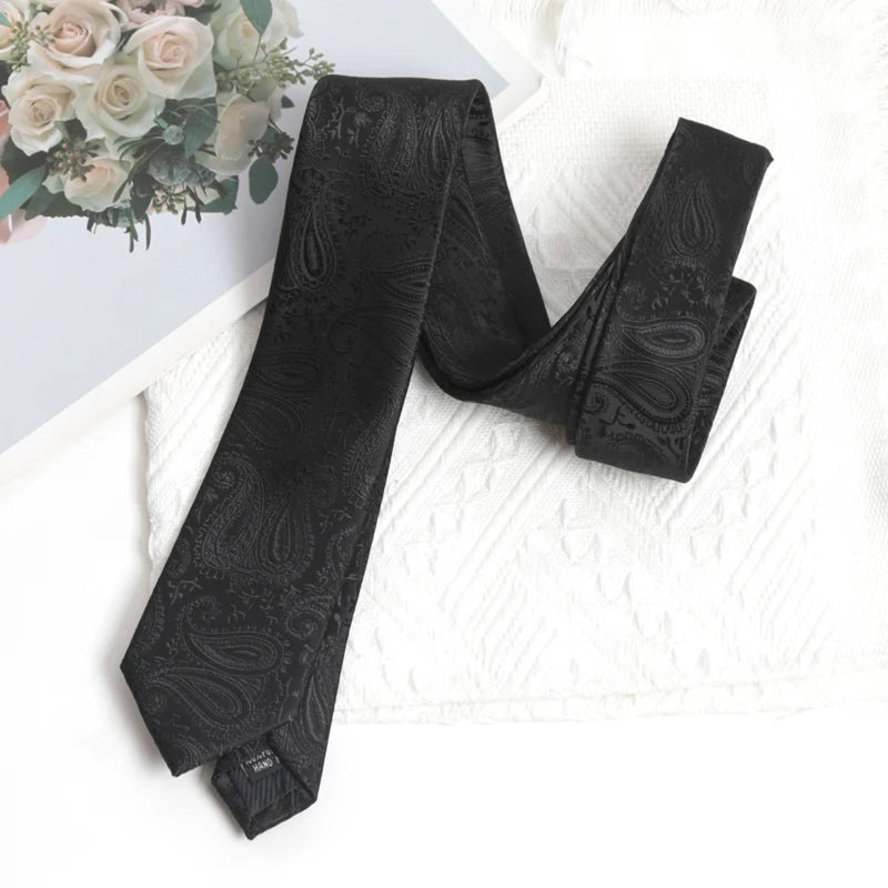 Mens Casual Slim Tie Fashion Necktie Black Stripes Floral Plaid Solid Qme