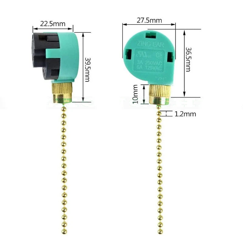 1Pc Ceiling Fan Switch 3 Speed 4 Wire ZE-268S6 Fan Pull Chain Speed Control Switch. Qme