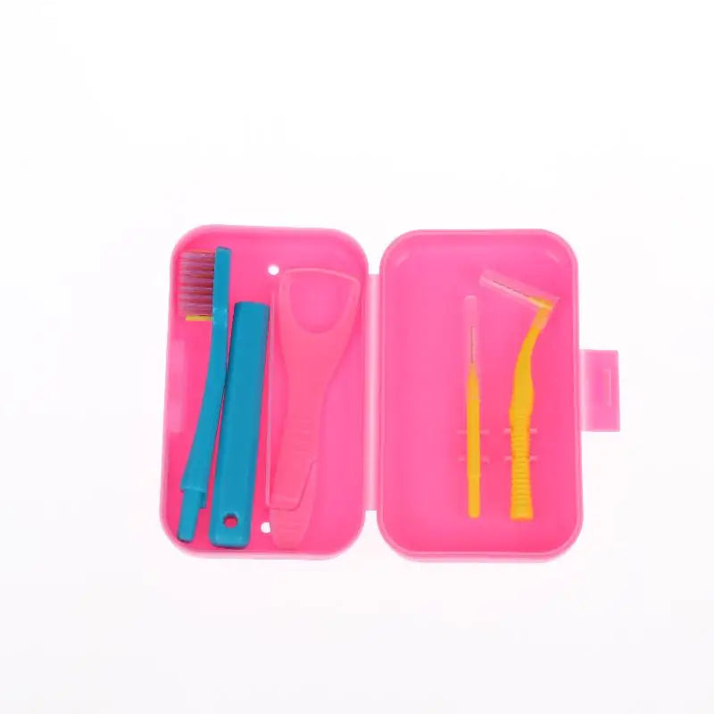 Dental Cleaning Care Kits Portable Travel Oral Detachable Toothbrush Qme Pink