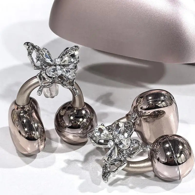 Ear Clip Earrings Butterfly Beaded Shining Decorations Earphone Easy Qme