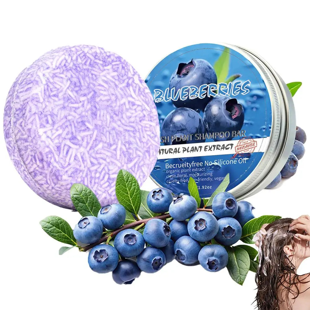 Blueberry Shampoo Soap Handmade Solid Hair Thinning Deep Cleansing Qme shampoo