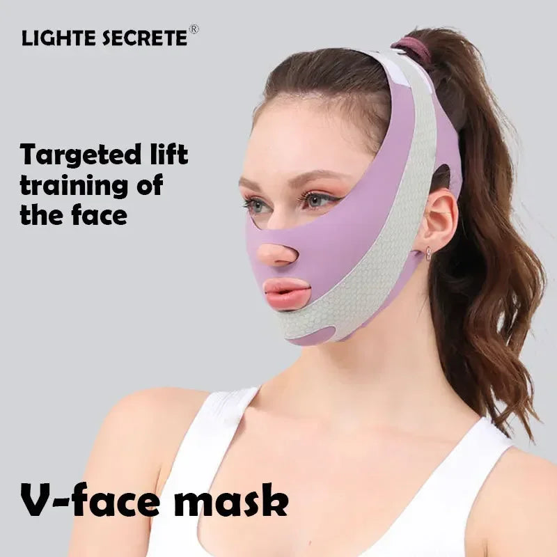 Face-Lift With Sleep Face V Shaper Facial Slimming Bandage Relaxation Shape Lift Reduce Double Chin Face Thining Band Massage Qme purple