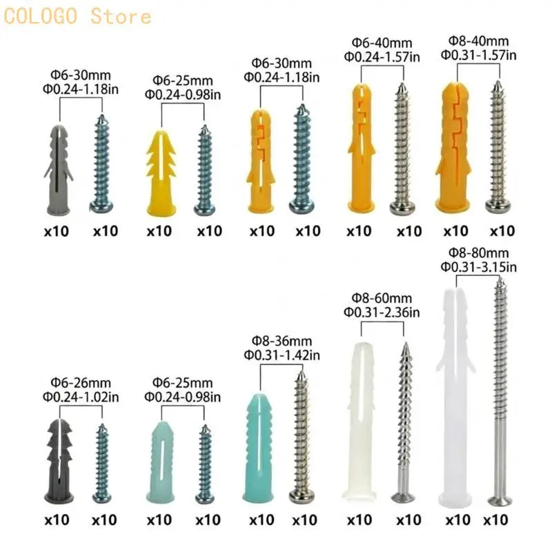 200 Count Screw Expansion Sleeve Indoor Fixture Mounting D0LD Qme