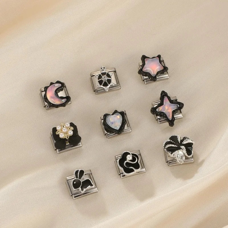 Fashion Women's Daisy Sun Stars NO.8 Ball Italian Charm Links Fit 9mm Bracelet Stainless Steel Jewelry Making DIY Bracelet Gifts Qme