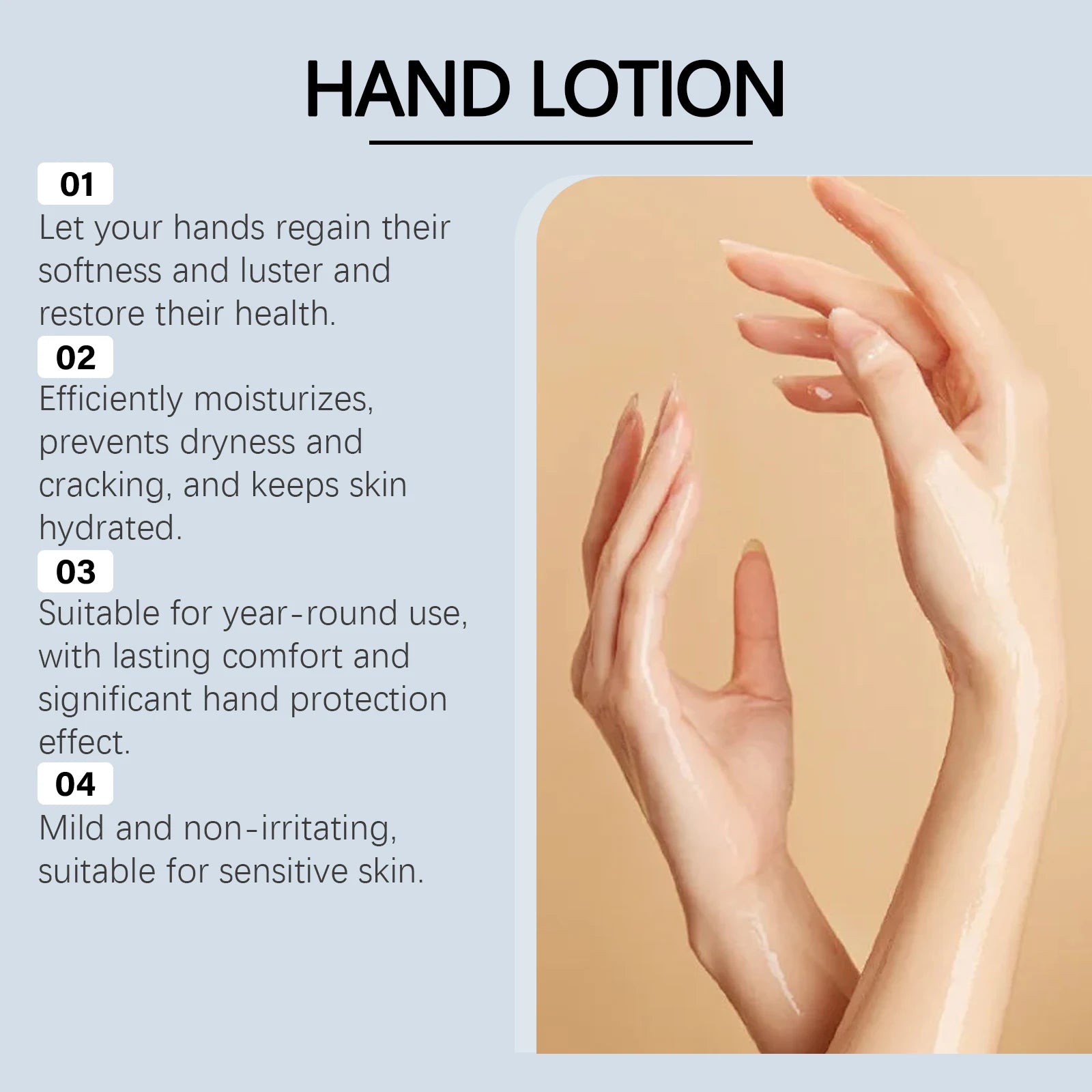 Shea Butter Hand Lotion Moisturizing Nourishing Fade Fine Lines Soft Smooth Skin Non Greasy Fast Absorbing for Dry Cracked Hands Qme