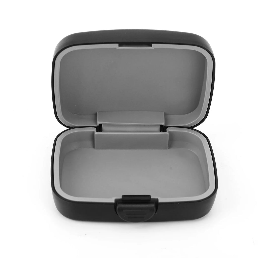 Portable Hearing Aid Hard Case Waterproof Hearing Aid Protective Storage Box Black for Outdoor Travel Hearing Aid Carrying Case Qme
