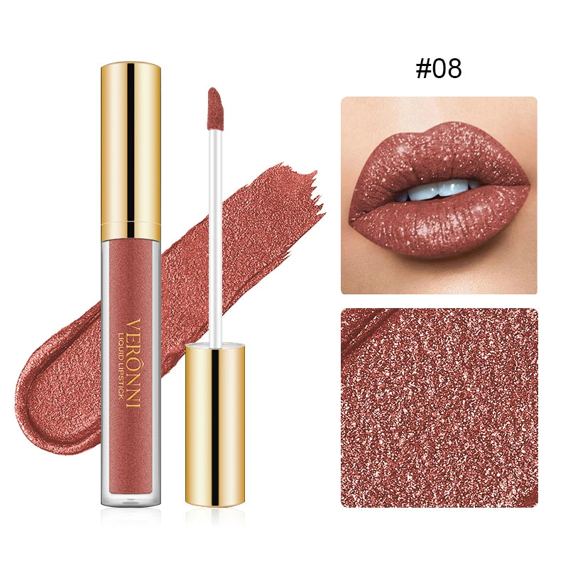 VERONNI Diamond Pearlescent Lip Gloss 10 Colors Non-stick Mermaid Qme 08