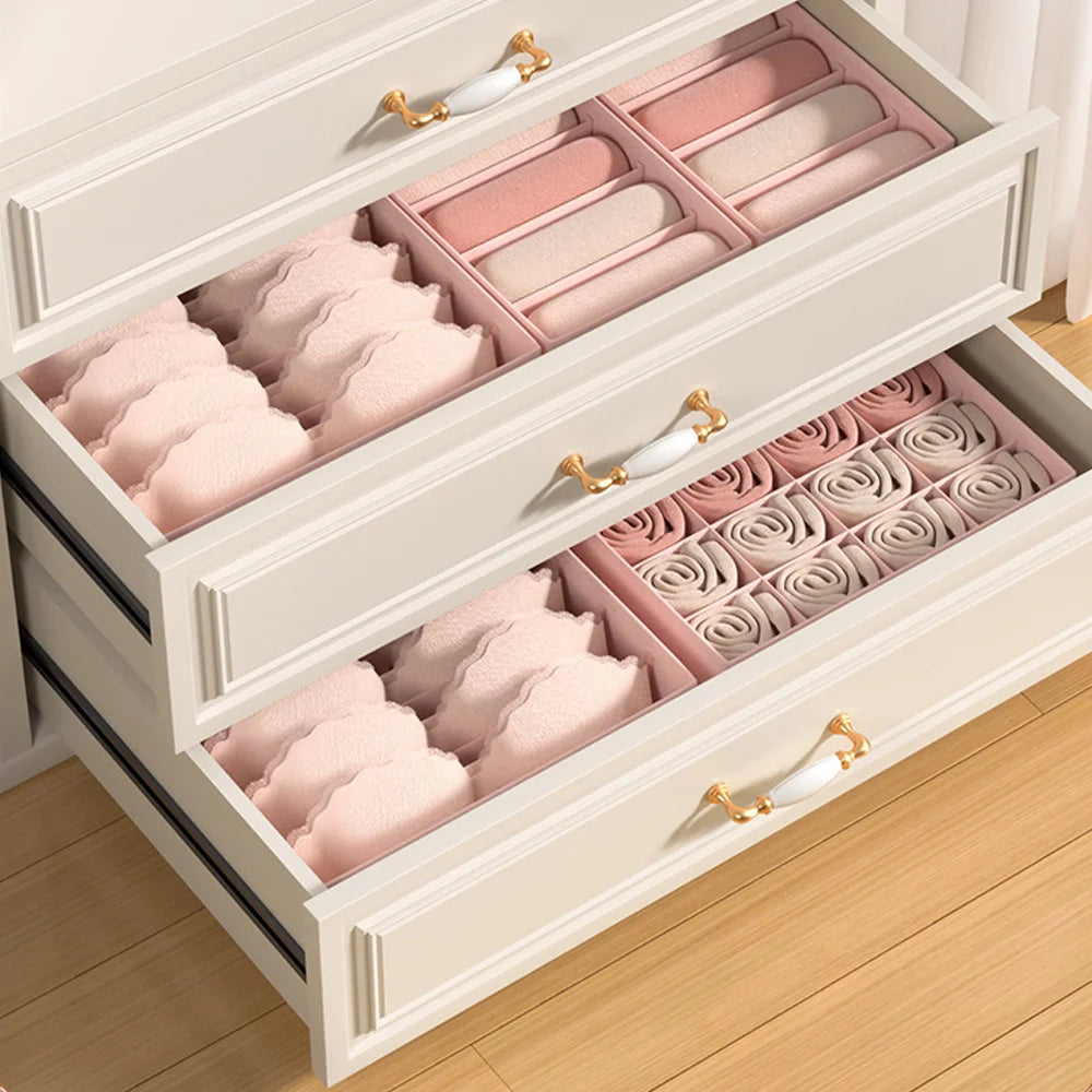 3-Piece Underwear Drawer Organizer Set: Multi-Compartment Storage Box for Bras Panties & Socks | Fits in Dresser Qme