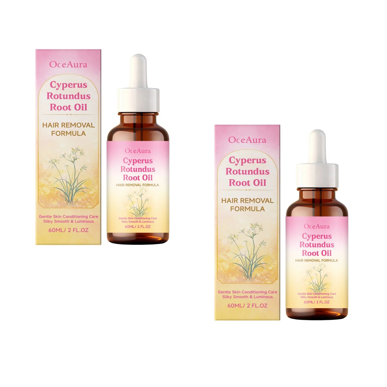 Oceaura Hair Removal Essential Oil Underarm Legs Arms Hair Growth Inhibitor Depilatory Relieve Dryness Moisturize Body Care 60ml Qme 2 X 60ml Boxed