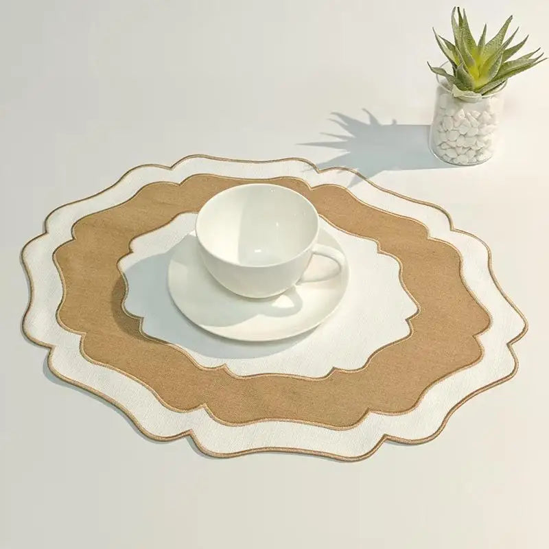 Textured Scalloped Linen Placemat Machine Washable Wrinkle Free Dining Table Mat For Home Farmhouse Use Qme A2 1