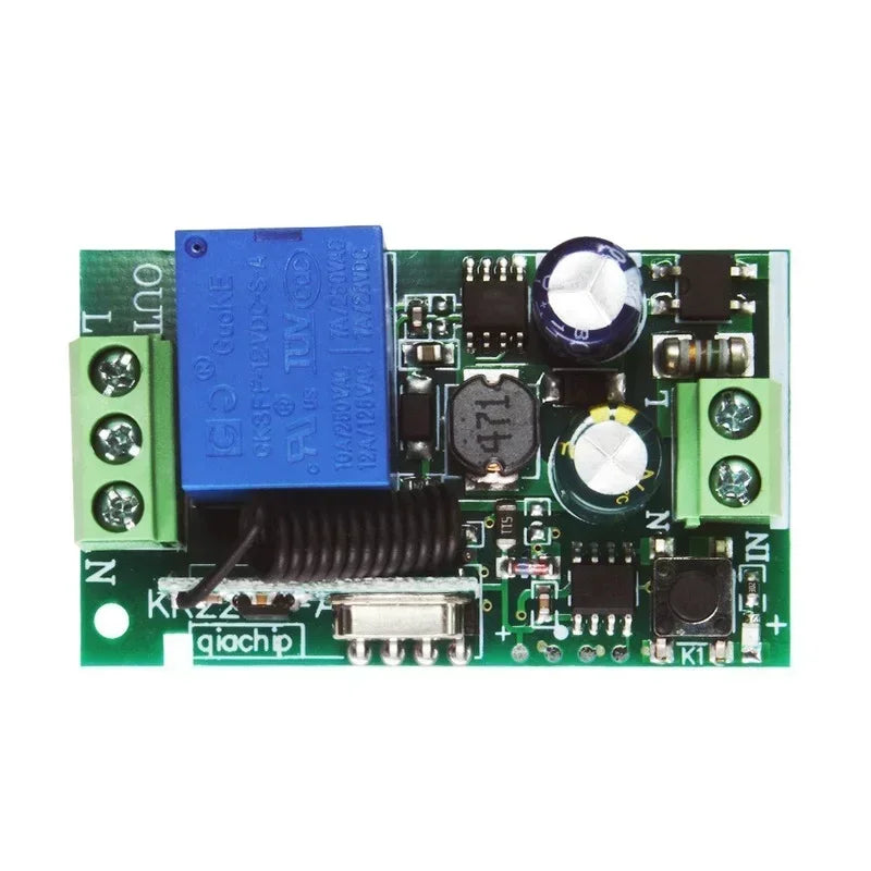 RF Switch Remote Control for Universal Garage Control & Electrical Device of LED, Motor & Pump, 1CH Relay Receiver AC 85~220V Qme