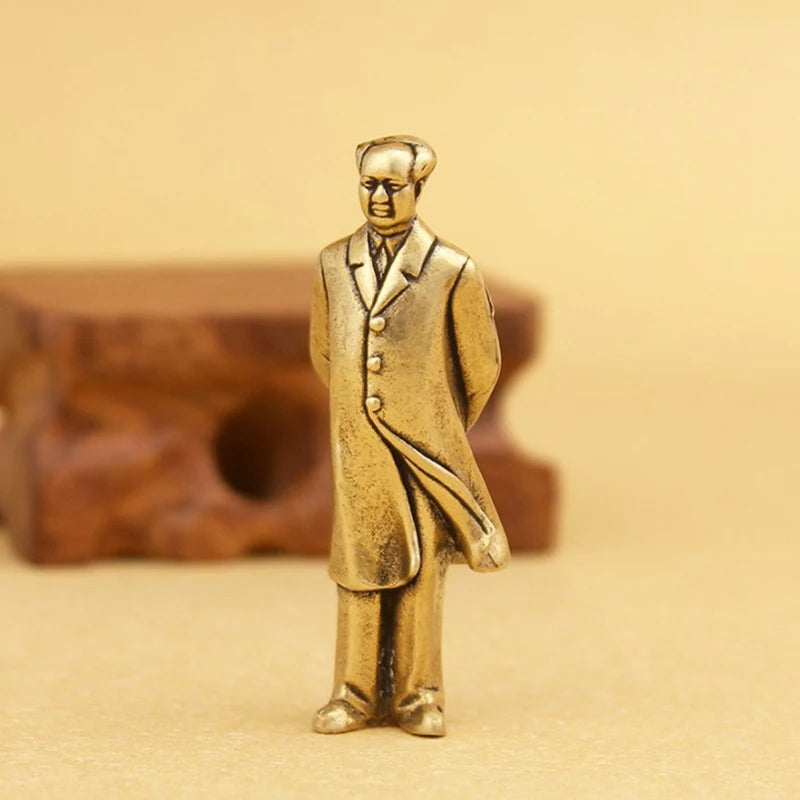 Copper Statue Collectable Chinese Brass Carved Mao Zedong Chairman Mao Exquisite Small Statues Free Shipping. Qme