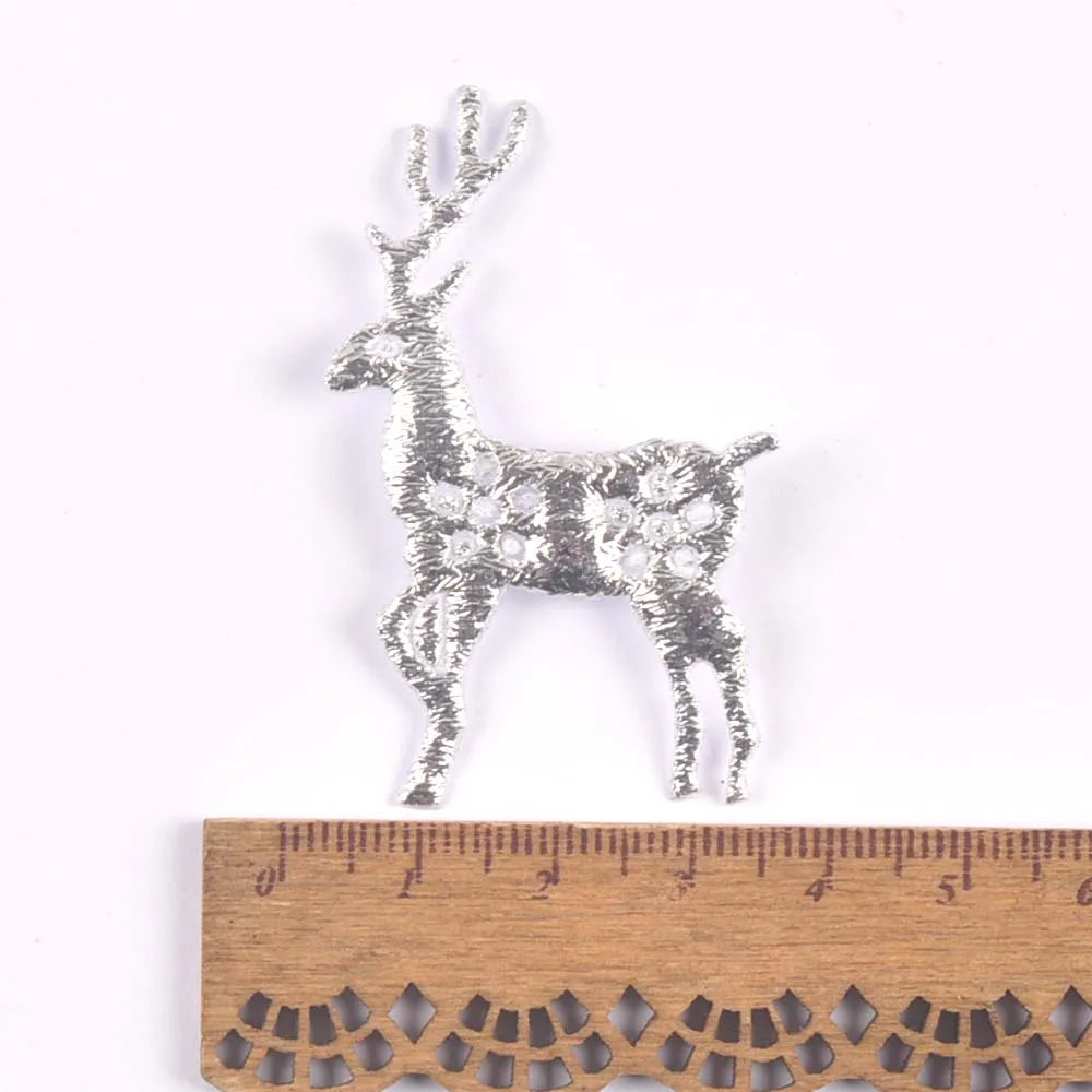 50Pcs Cute Glitter Elk Snowflakes Christmas Tree Patches For Clothes Stick-On Appliques DIY Kids Hairpin Bowknot Accessories Qme 17