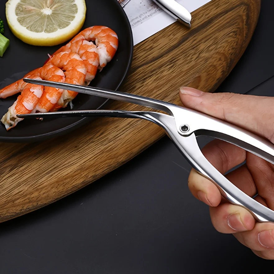 Stainless Steel Shrimp Peeler Tool Quick Prawn Shell Remover Labor-saving Seafood Shelling Tweezers Kitchen Gadget For Shrimp Qme