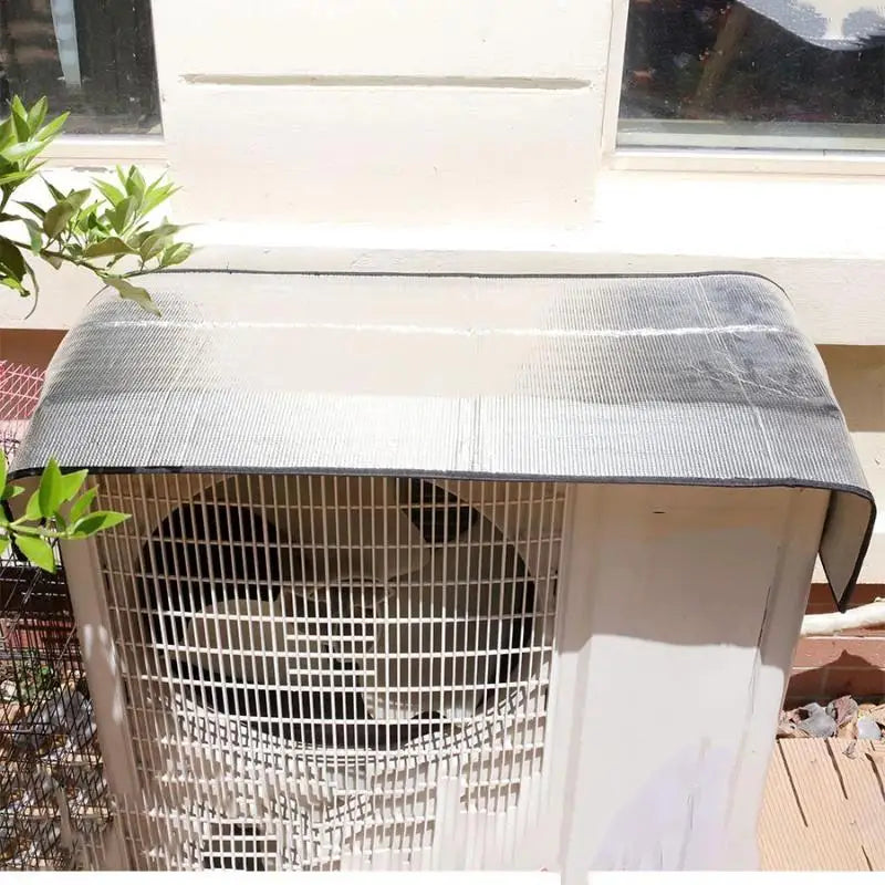 Outdoor Air Conditioner Cover Rainproof Sun Resistant Aluminum Foil Dust Cover With Elastic Band Lifting Loop Qme A9