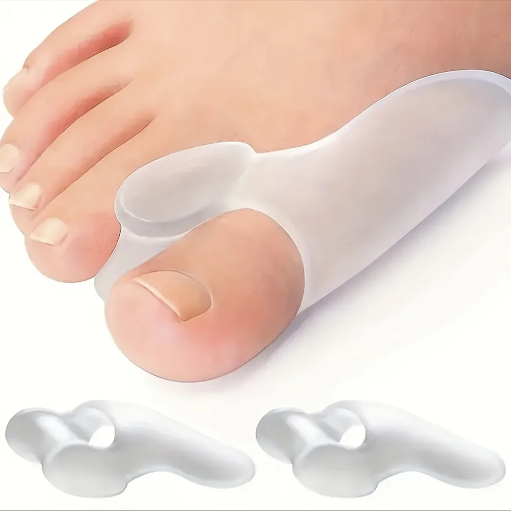 2pcs Silicone Toe Separators/ Big Toe Spacer Pad - Ultra-Soft Foot Protectors Qme White