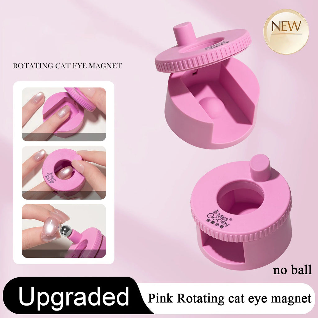 Auto Rotate Cat Eye Magnet, Professional Nail Art Tool for 3D Glass Bead Effect, Strong Magnetic Wand Easy for Beginner DIY Nail Qme A Pink