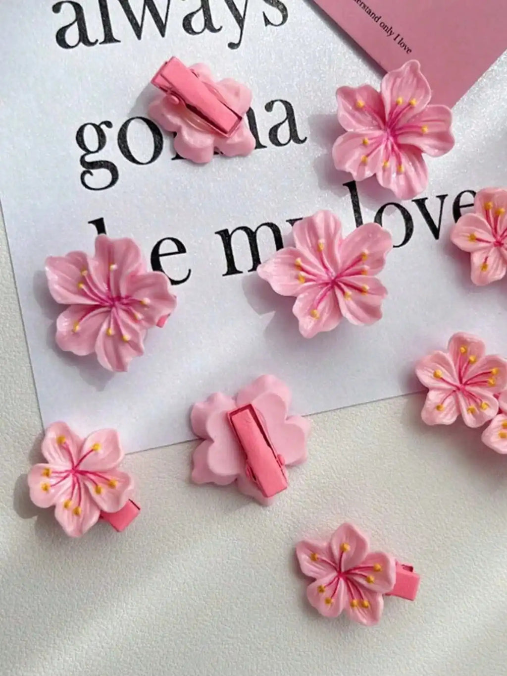 Women's Fashion Chrysanthemum Hair Clip Cherry Blossom Sweet Flower Qme 12pcs Cherry blossom