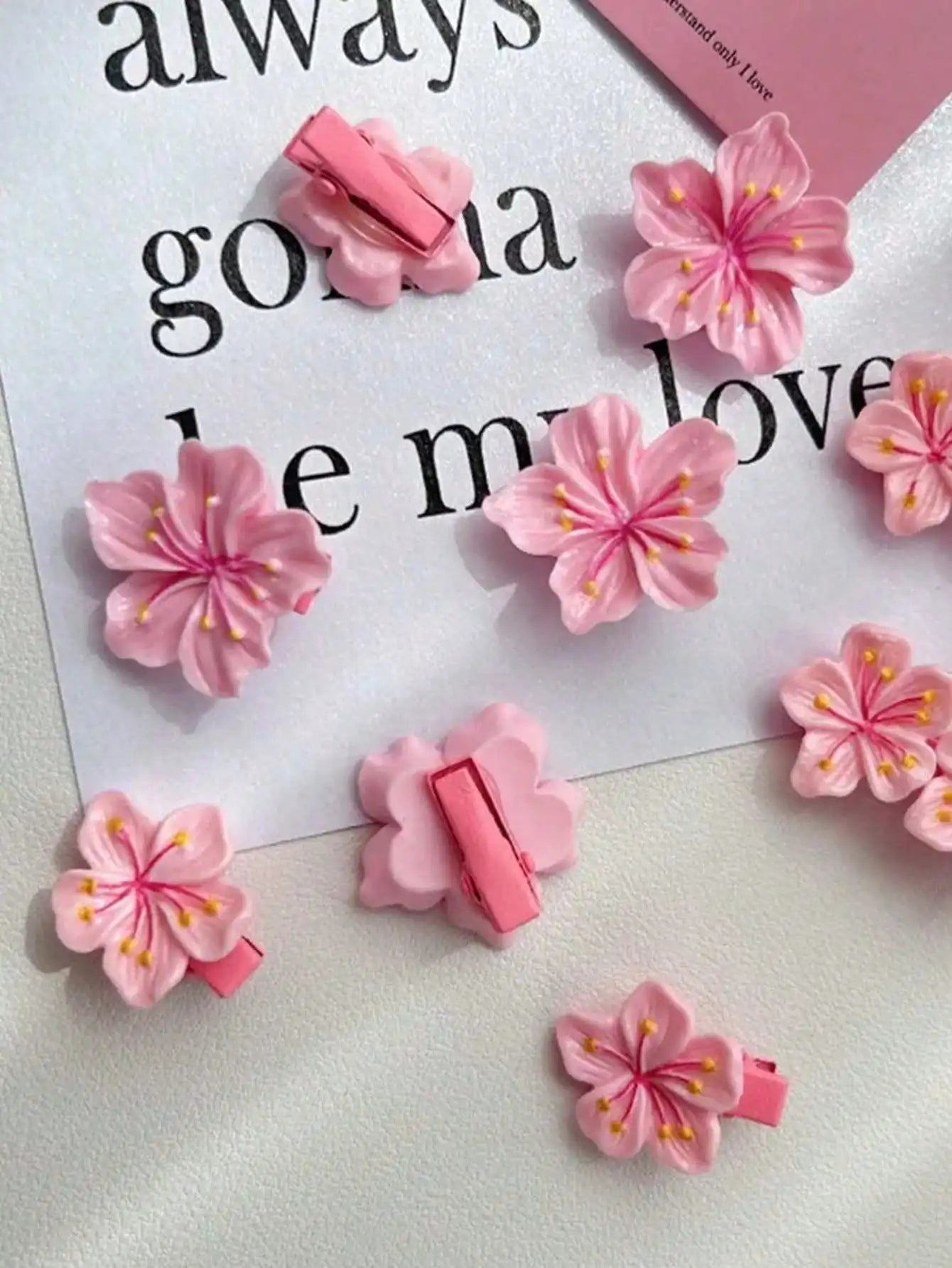 Women's Fashion Chrysanthemum Hair Clip Cherry Blossom Sweet Flower Qme 12pcs Cherry blossom