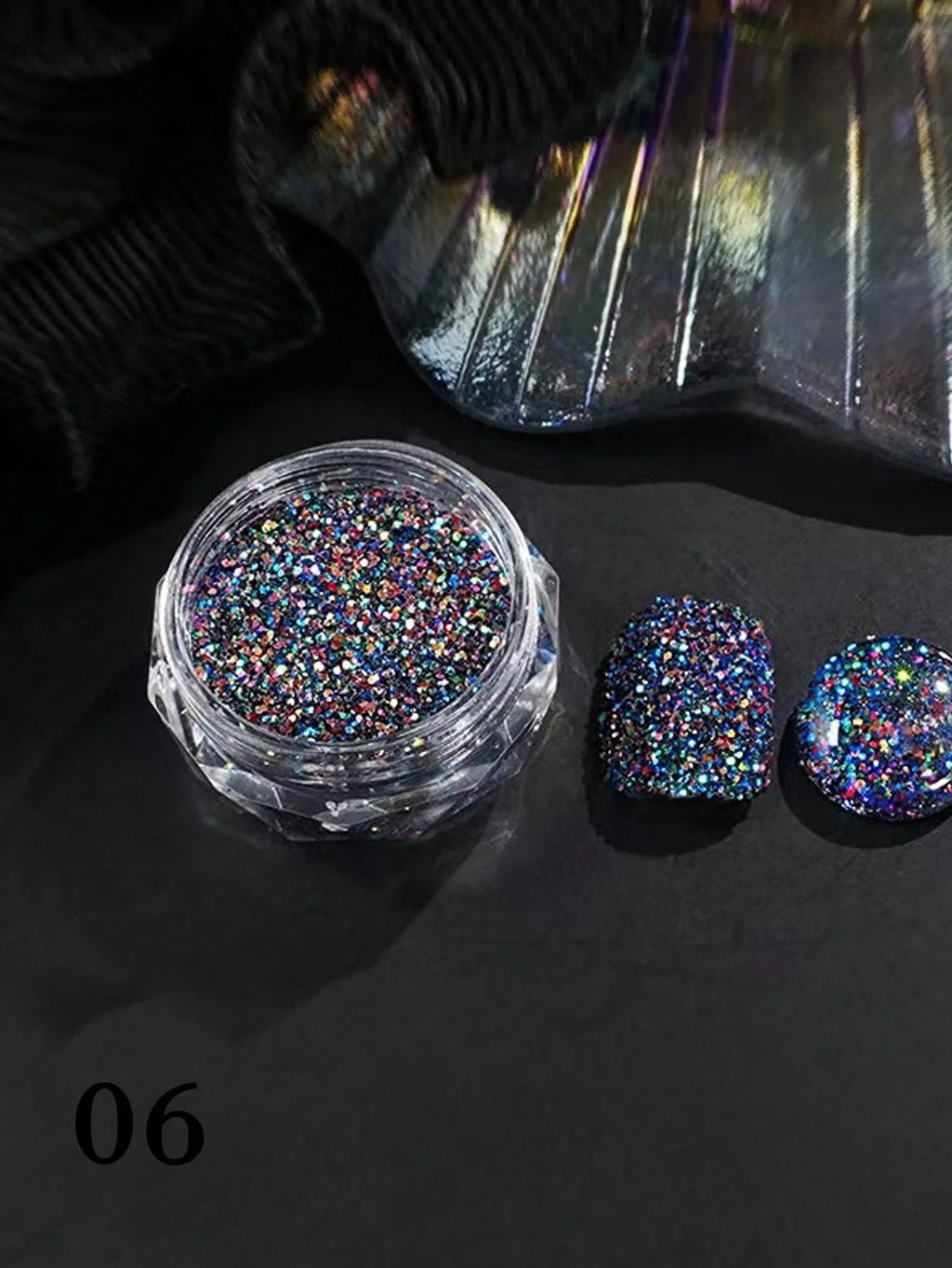 Colored Diamond Nail Powder Crushed Reflective Glitter Dark Luminous Qme