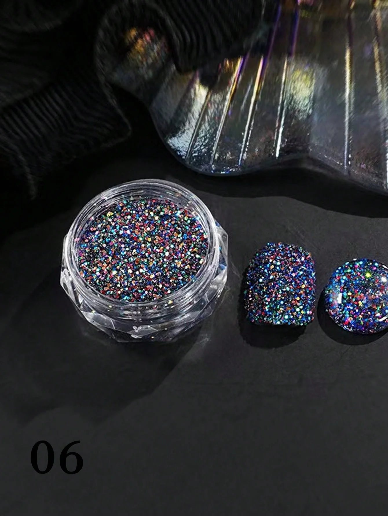 Colored Diamond Nail Powder Crushed Reflective Glitter Dark Luminous Qme