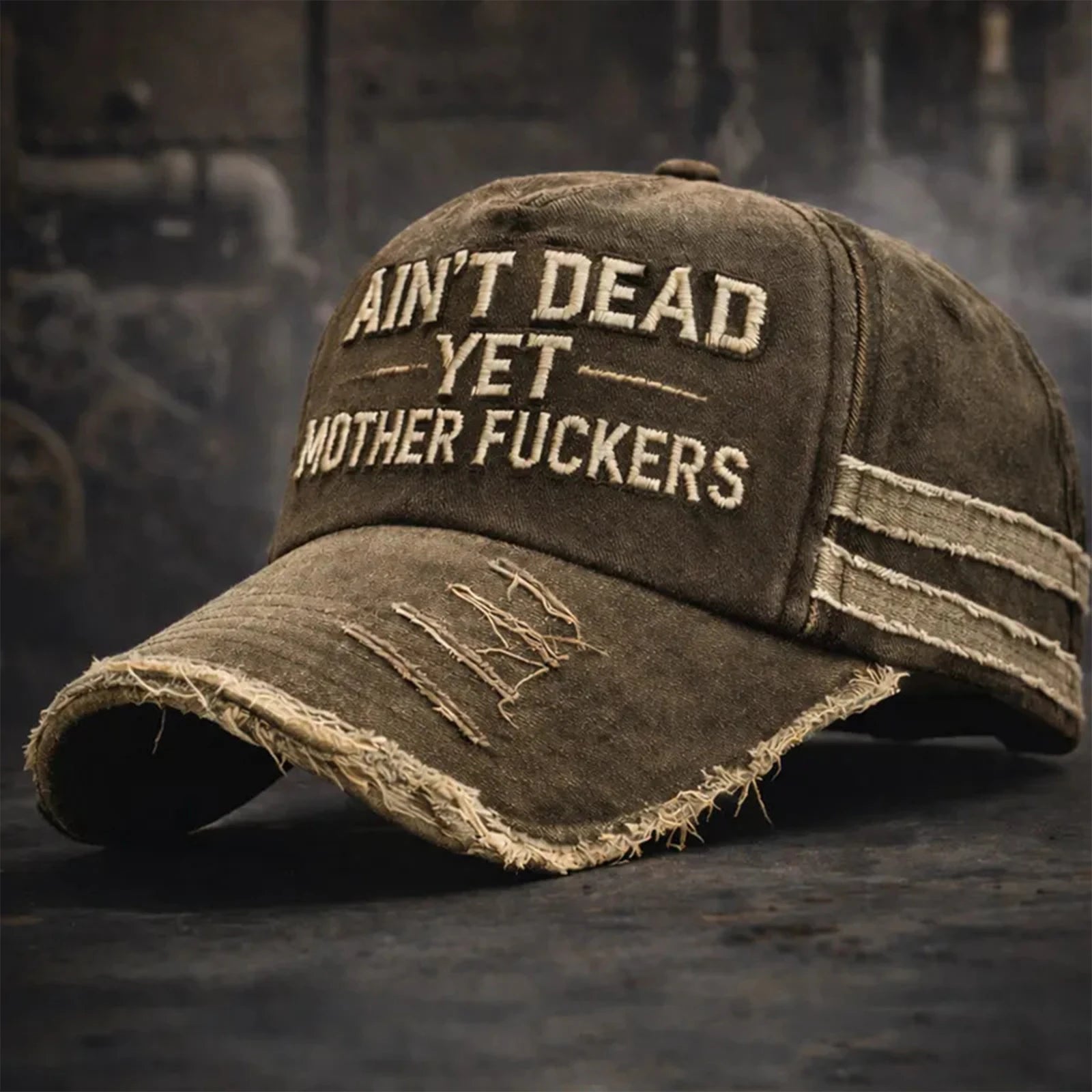Unisex Washed Vintage Design Commemorative Hat Distressed Adjustable Letter Sun Hat Fashionable Casual Versatile Baseball Cap Qme Khaki One Size