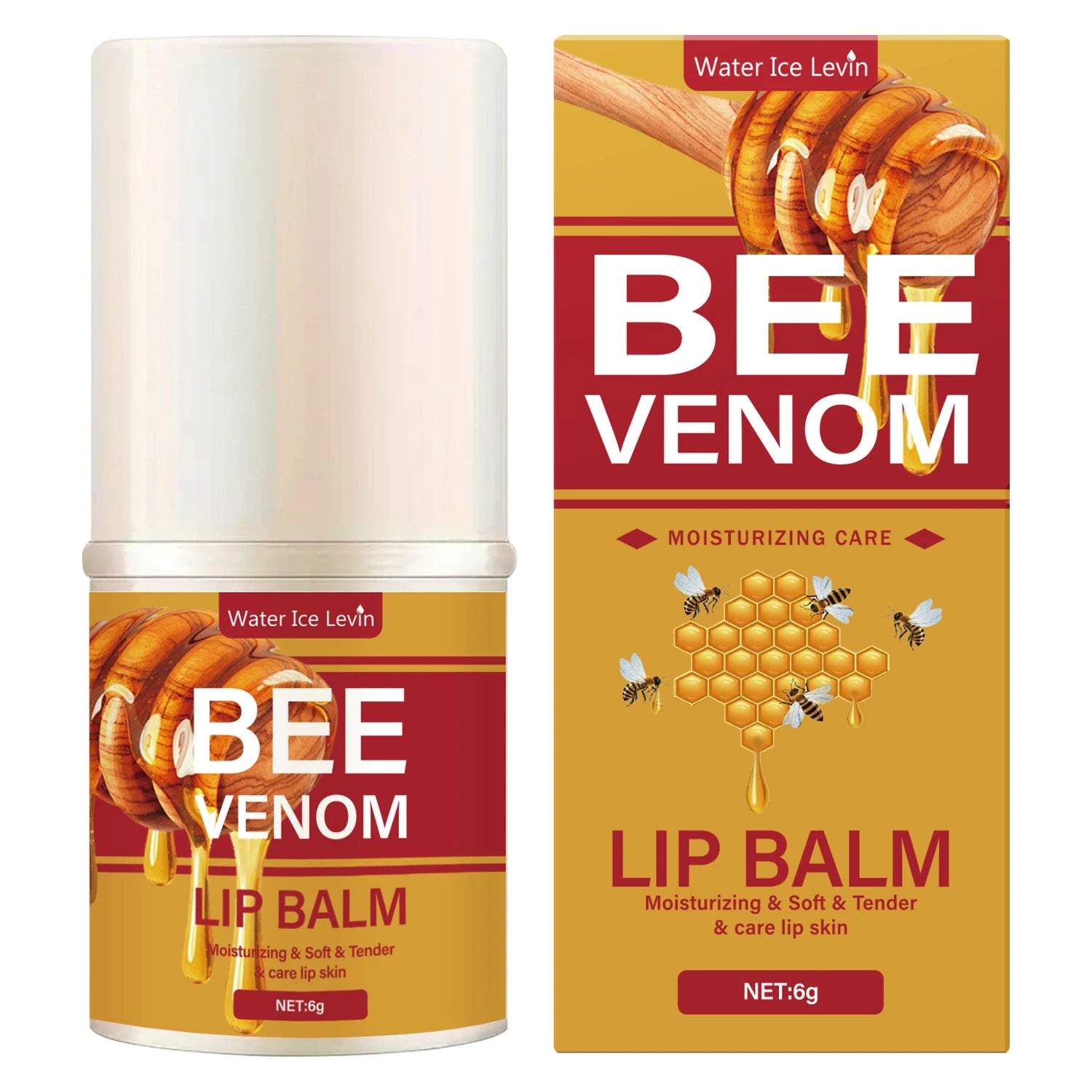 Bee Venom Lip Balm: Hydrating and Moisturizing, Gives a Translucent Shine, Soft and Lightweight, Instantly Hydrates, Smooth and Easy to Absorb, Cares for the Lips, Makes Lip Skin Softer and Smoother, Balanced Qme Box 6g