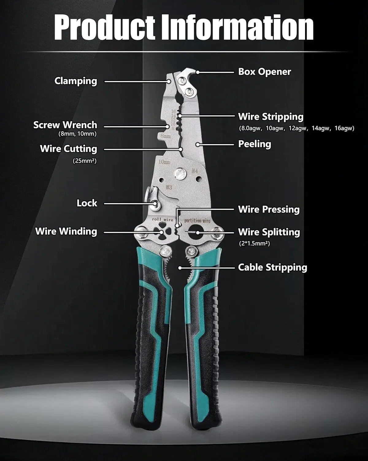 18 in 1 Multifunctional Foldable Wire Stripper Crimper Cable Cutter Pliers for Cutting and Pulling Wires Cable Scissors Qme