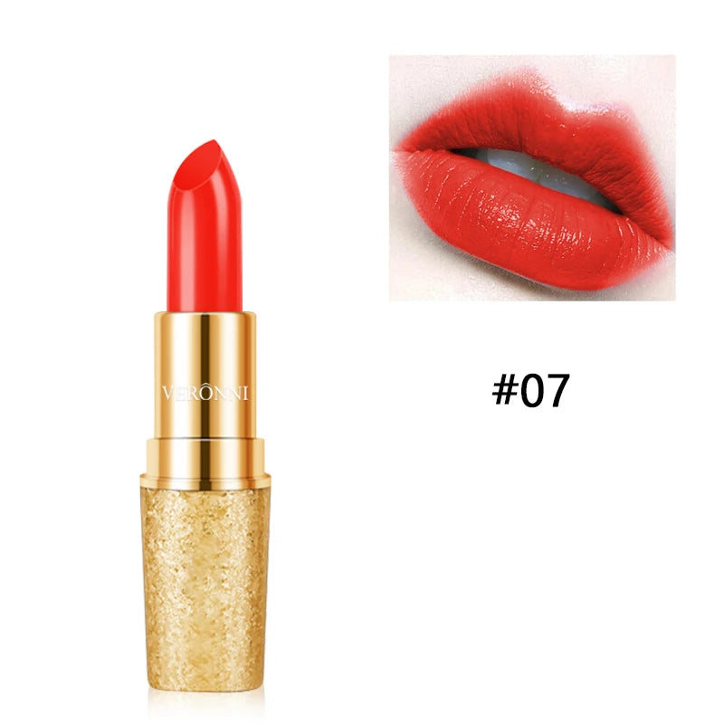 17 Colors Gold Tube Lipstick Moisturizing Velvet Matte Bullet Qme 07