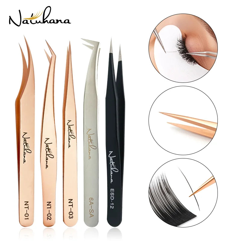 NATUHANA Anti-static Straight Eyelash Extension Tweezers Industrial Qme