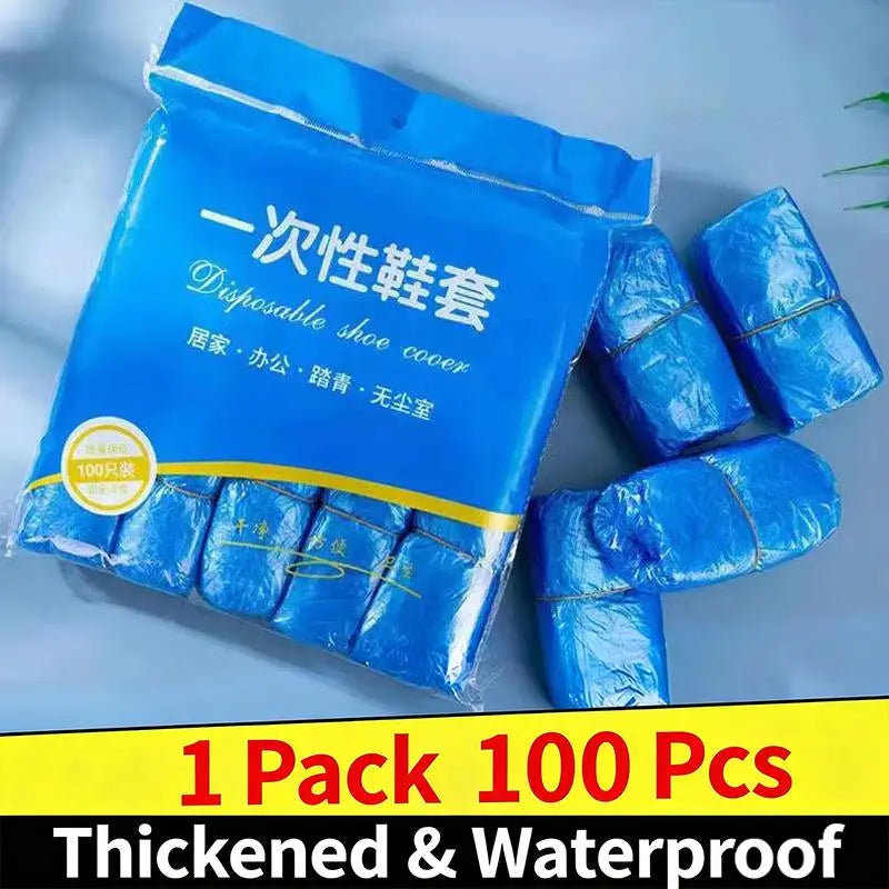 100 Disposable Shoe Covers Waterproof Non Slip Household Cleaning Qme