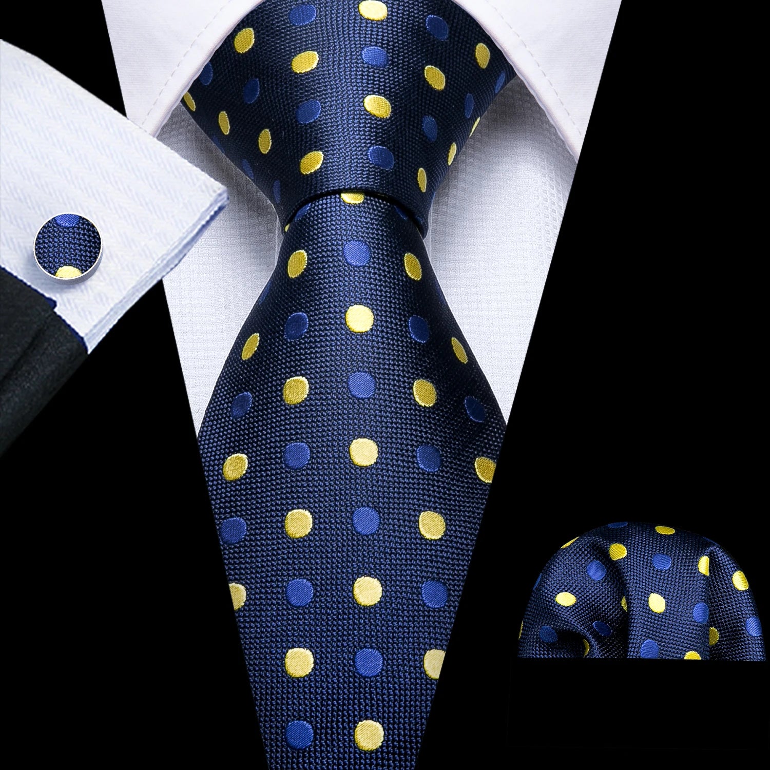 Complete Men's Tie Accessories Bundle Classic Pocket Handkerchief Qme DPTH-HT-LDSN1446