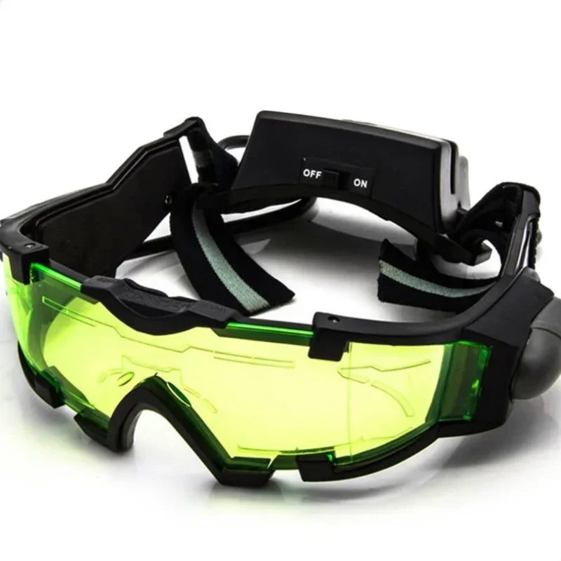 Night Vision Adjustable LED Glasses With Flip - out Light, Windproof Motorcycle Motorbike Racing Hunting Eyewear Goggles Qme