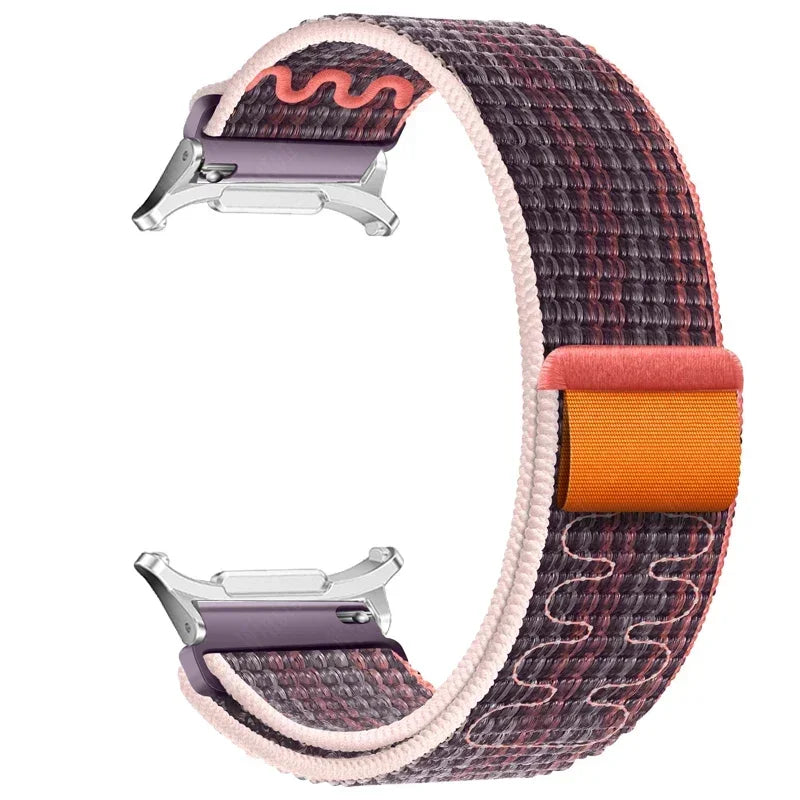 Nylon Solo Loop Strap for Samsung Galaxy Watch 7 Ultra 47mm Braided Band Bracelet for Galaxy 7 Ultra Quick Connector Watchband Qme Berry Purple-S Galaxy Watch 7 Ultra