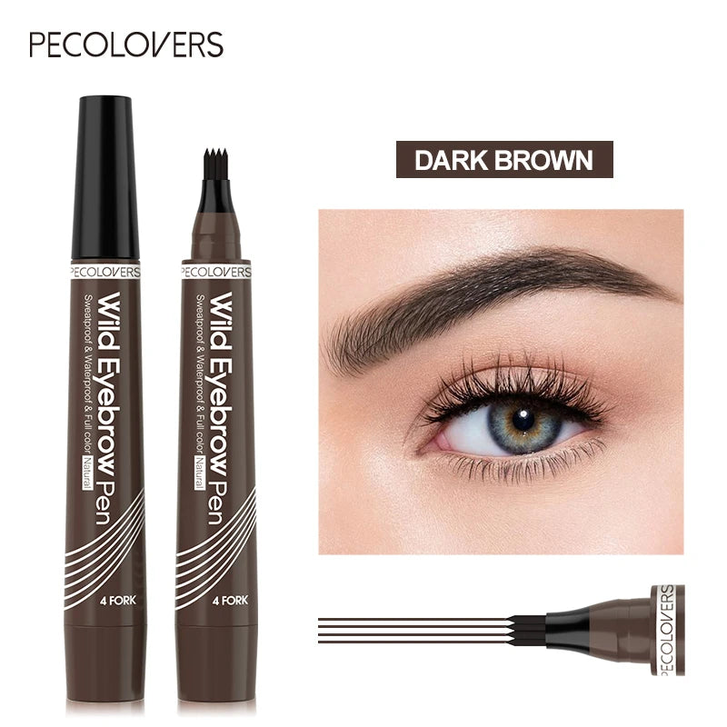 4 Fork Waterproof Eyebrow Pencil Women 3D Long Lasting Natural Liquid Qme 02