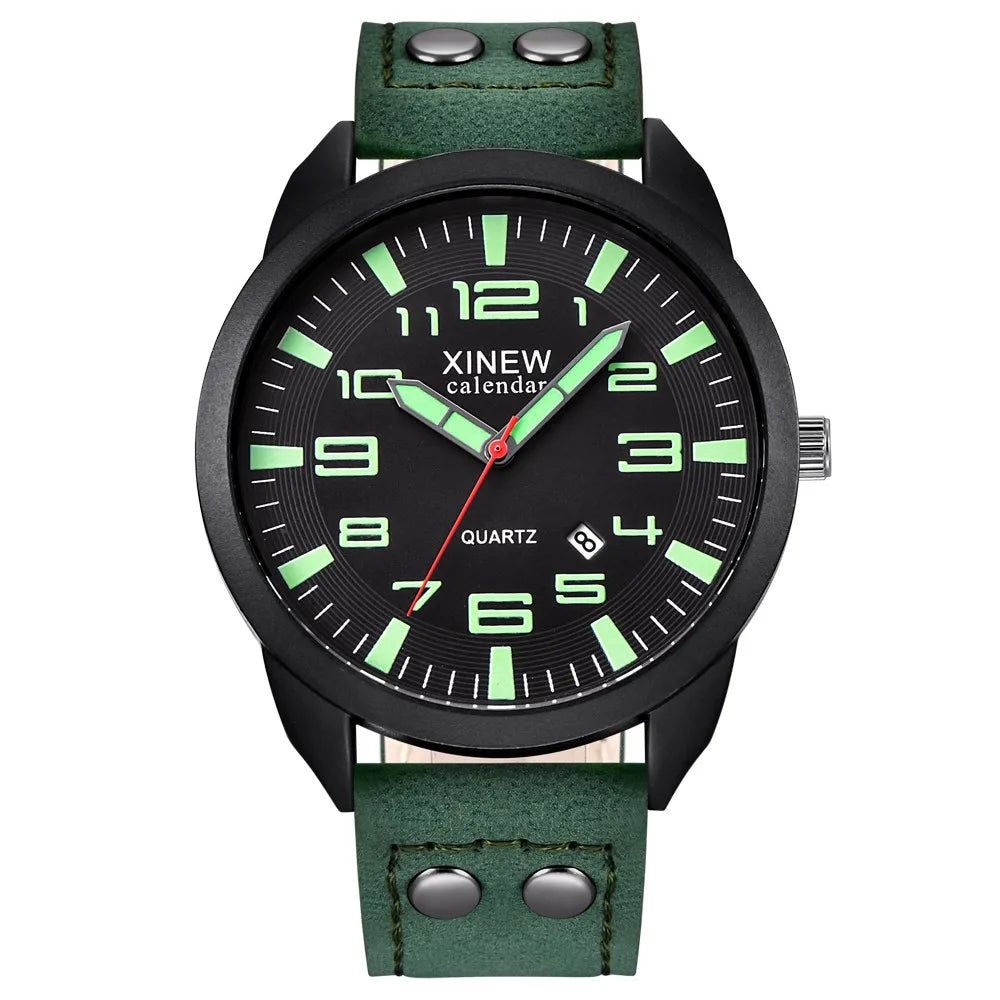 Men’s Luxury Fashion Casual Business Luminous Waterproof Alloy Leather Strap Quartz Watch Simple Basics Round Dial Reloj Hombre Qme C No