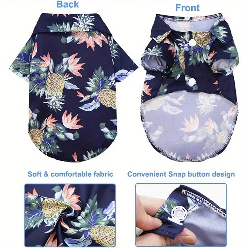 Dog shirt Hawaii pet vest summer beach clothing, pet T-shirt vest clothing suitable for small and large cats and dogs Qme
