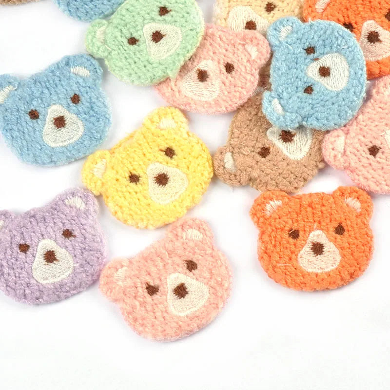 10pcs 3.7x3.4cm Mixed 9 Colors Lovely Bear Patches Embroidery For Kids Clothing Bag Decor Sewing Accessories Home Decor Supplies Qme