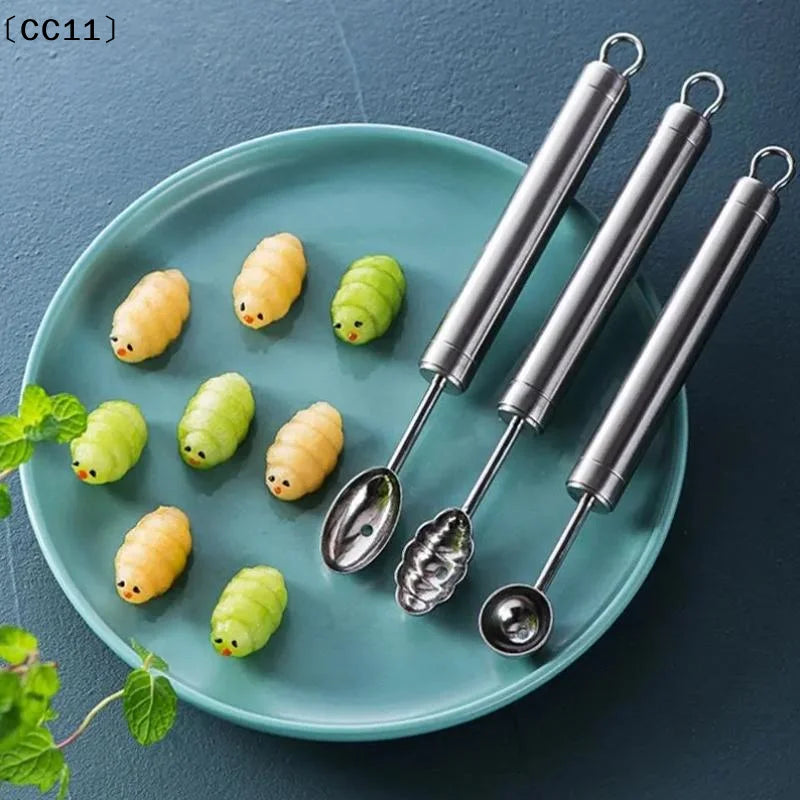 Fruit Carving Spoon Stainless Steel Waviness Baller Shaping DIY Qme