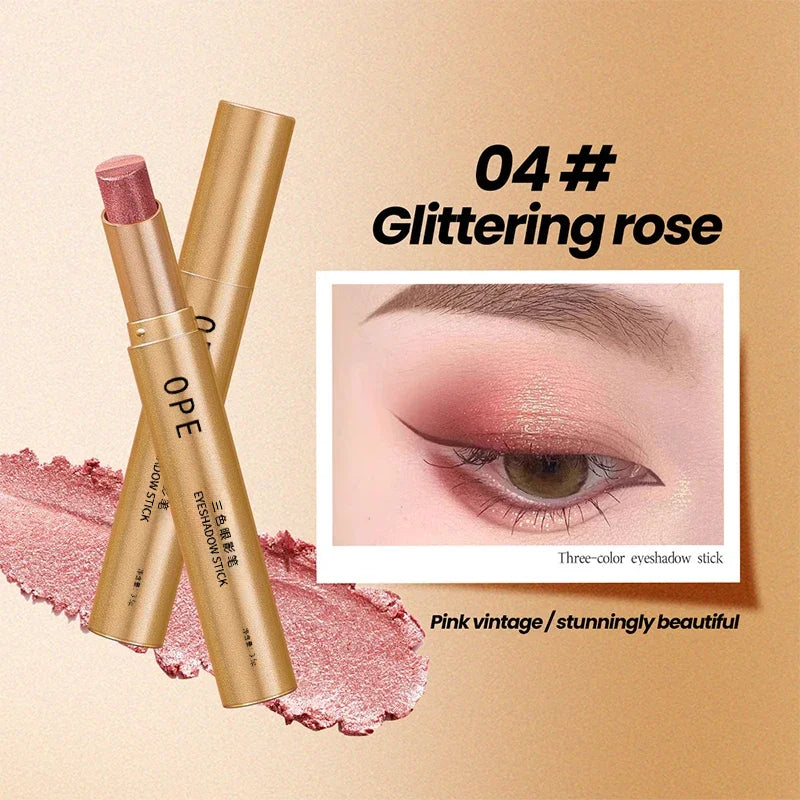 3-in-1 Eyeshadow Stick Lazy Tricolor Gradient Shimmer Eye Shadow Qme E3-01-04