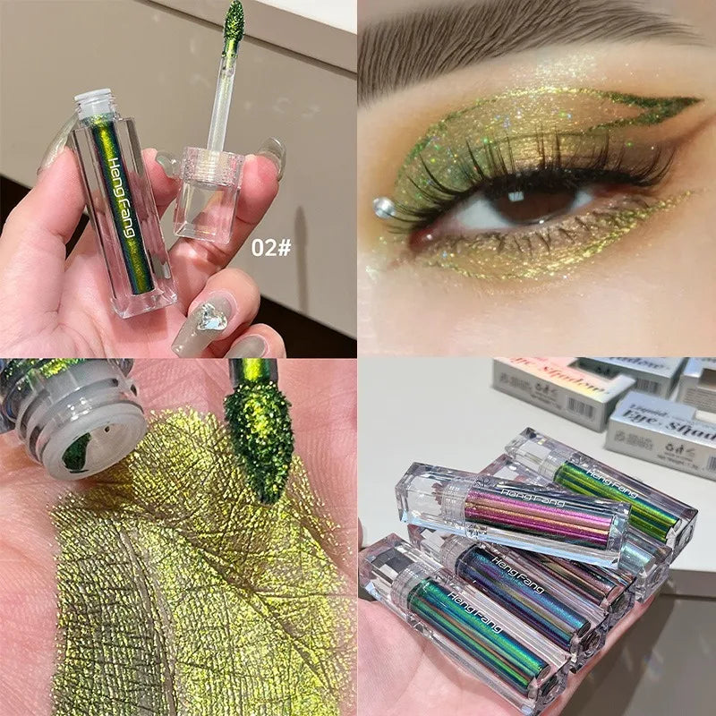 Flash Liquid Eyeliner Durable Shiny Waterproof Colored Liquid Eyeliner Eyeshadow Metallic Pearlescent Chameleon Eyeliner Makeup Qme Eyeshadow 02