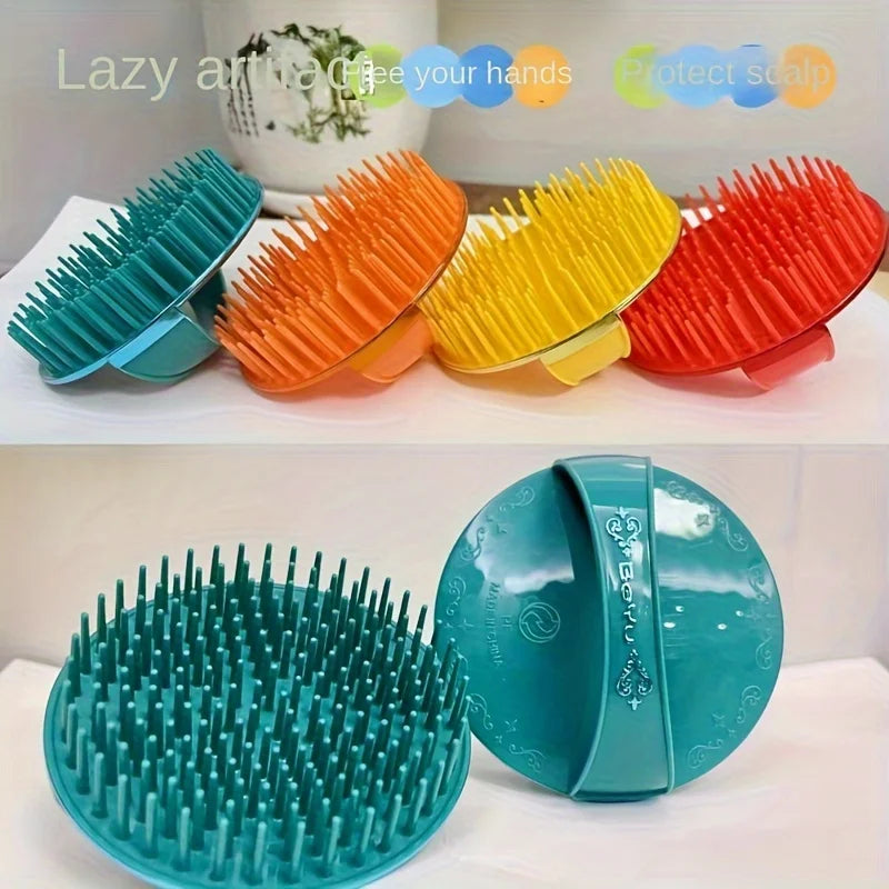 Random Color Shampoo Scalp Massage Comb Finger Ring Hair Washing Brush Portable Head Scrubber Hair Care Salon Tool Qme